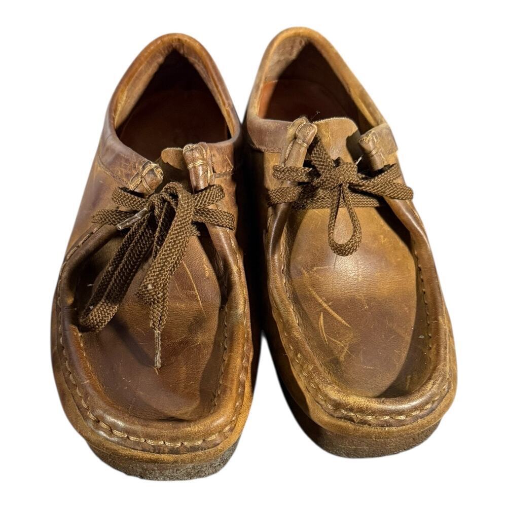 Clark’s Wallabee Moc Toe Leather Shoes Men’s 7 Brown Lace-Up Casual Comfort - Picture 3 of 8